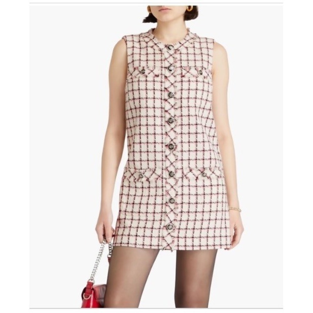VERONICA BEARD Laurel checked cotton-blend tweed mini dress Sz 6 Academia Lux
